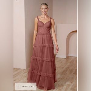 Revelry Sloane Cinnamon Rose Tulle Corset Dress